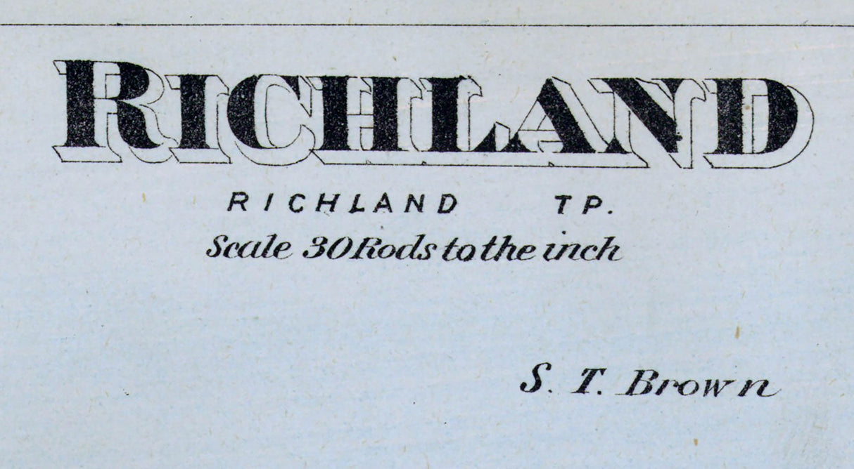 1873 Town Map of Richland Kalamazoo County Michigan