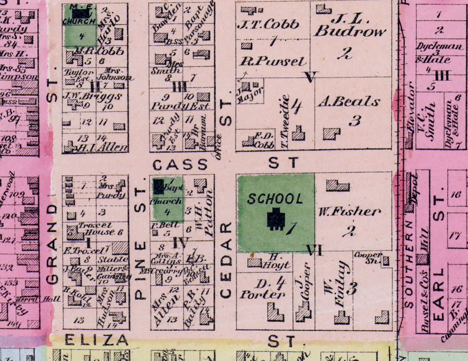1873 Town Map of Schoolcraft Kalamazoo County Michigan