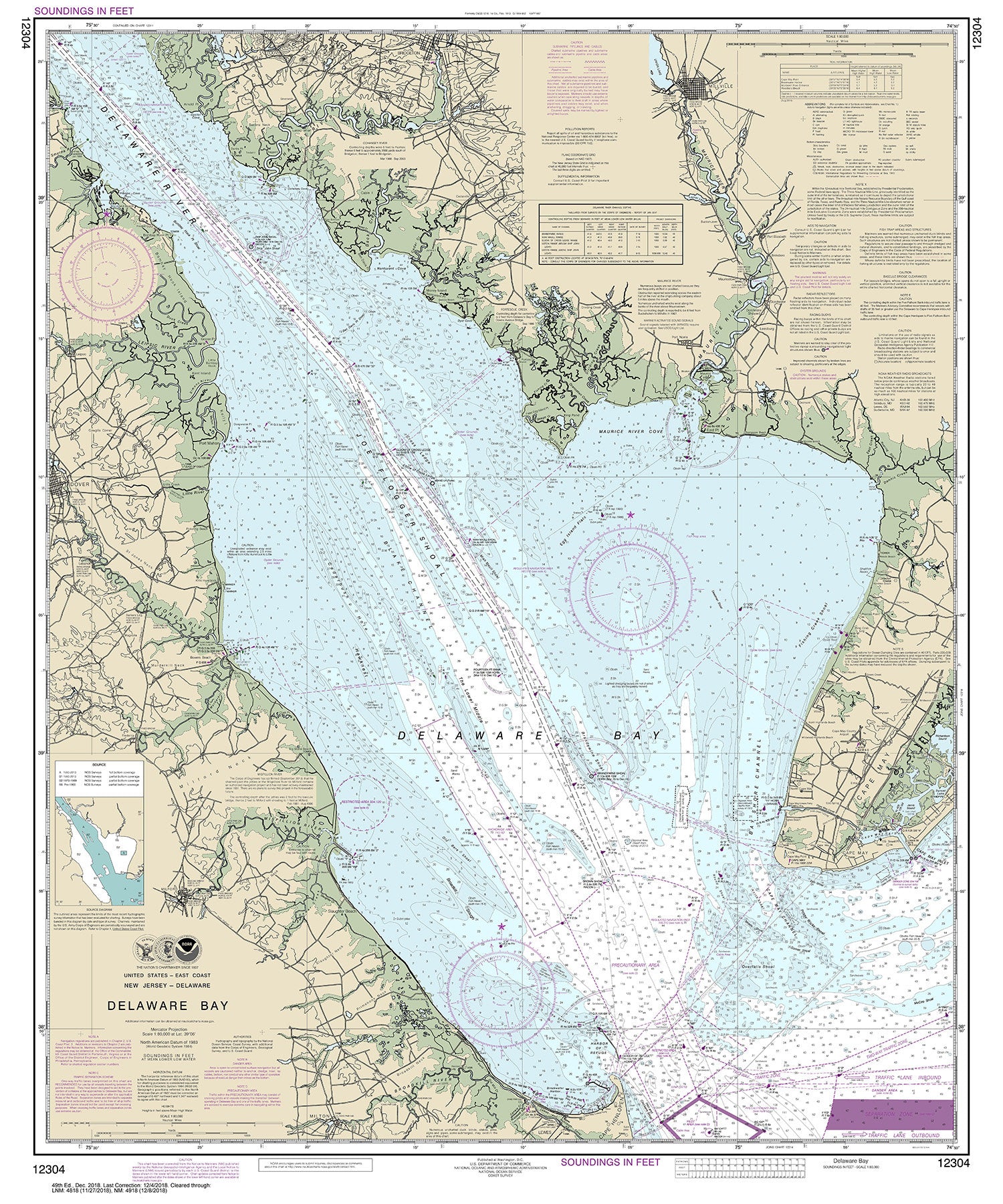 2018 Nautical Chart of the Delaware Bay