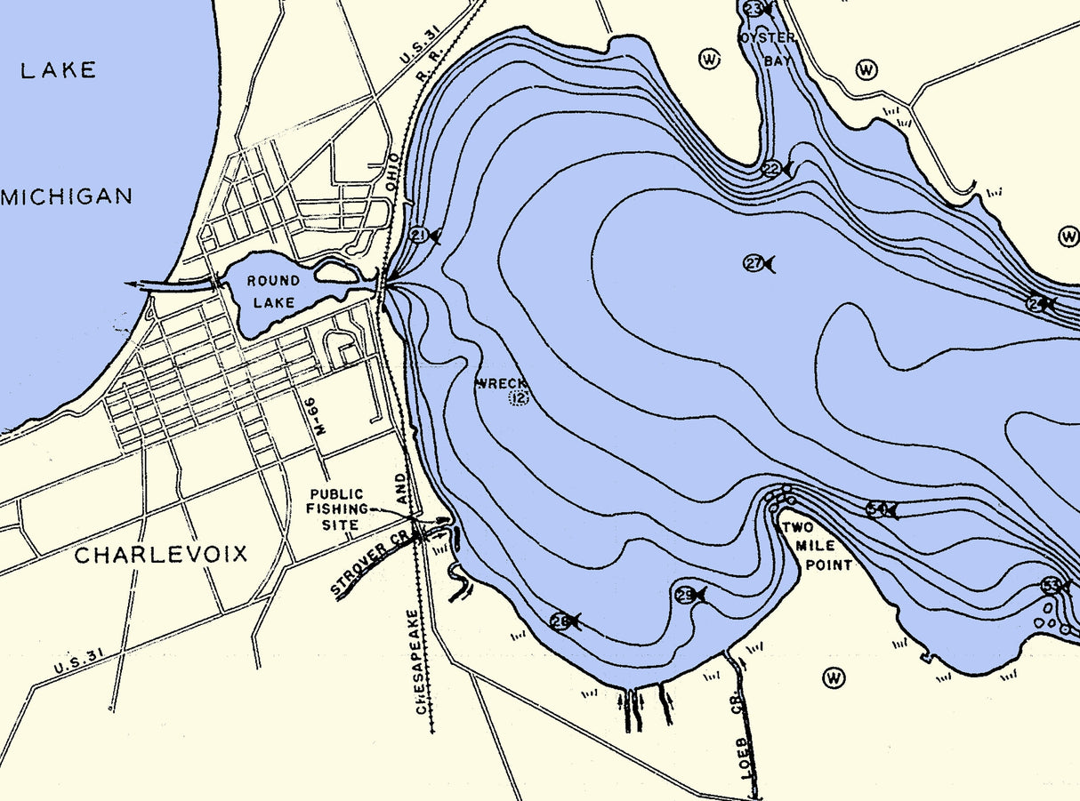 1959 Map of Lake Charlevoix Michigan