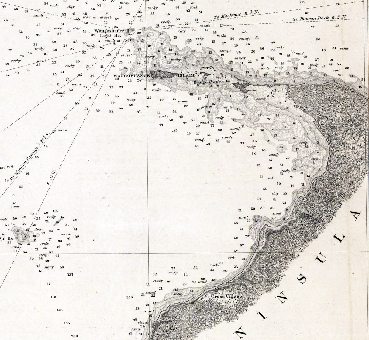 1855 Nautical Chart of Beaver Island Group Lake Michigan