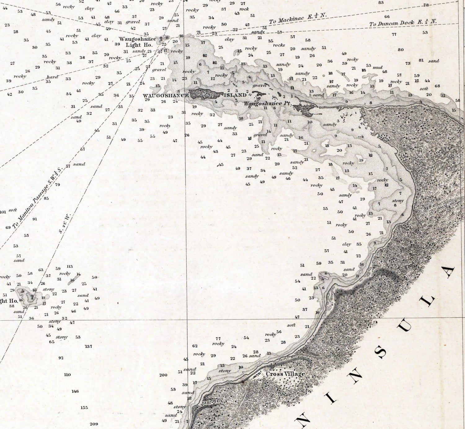 1855 Nautical Chart of Beaver Island Group Lake Michigan