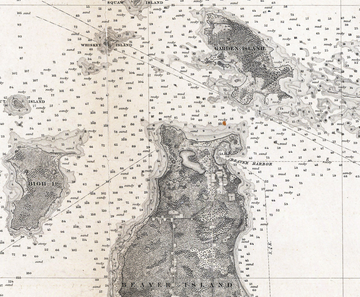 1855 Nautical Chart of Beaver Island Group Lake Michigan