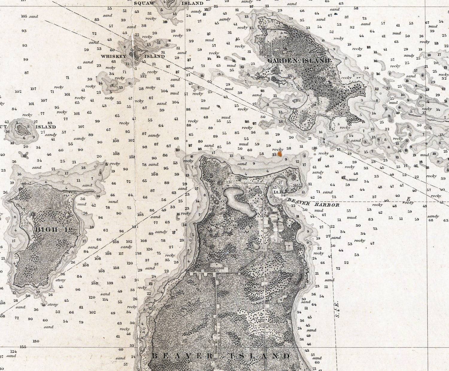1855 Nautical Chart of Beaver Island Group Lake Michigan