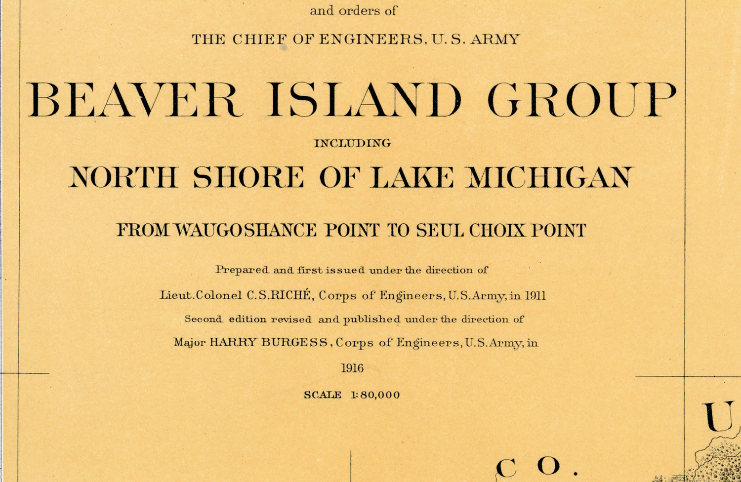 1917 Nautical Chart of Beaver Island Group Lake Michigan