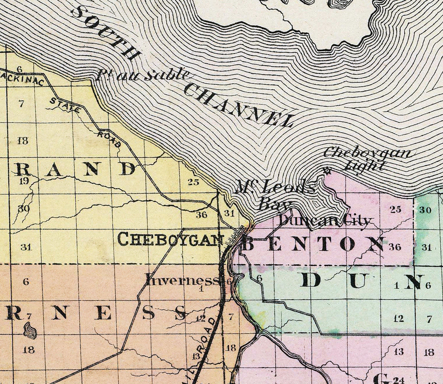 1873 Map of Cheboygan County Michigan