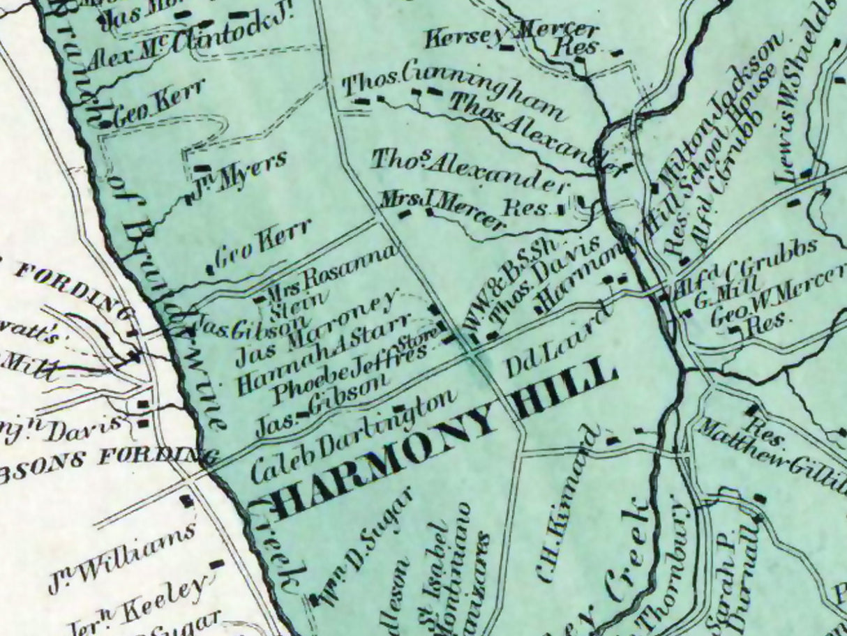 1873 Map of East Bradford Township Chester County Pennsylvania