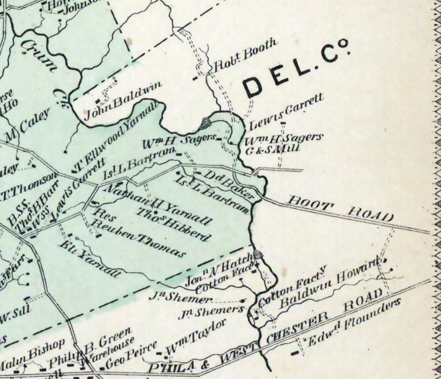 1873 Map of Willistown Township Chester County Pennsylvania