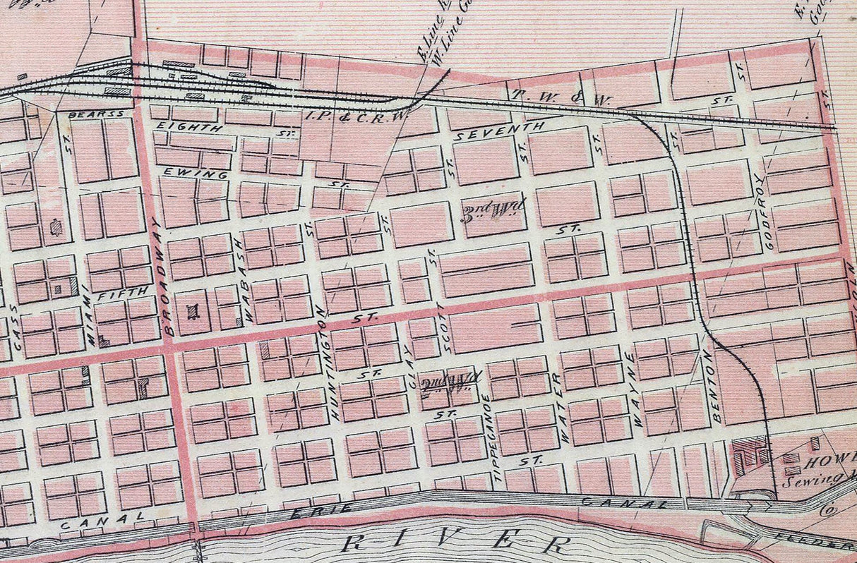 1876 Map of City of Peru Miami County Indiana