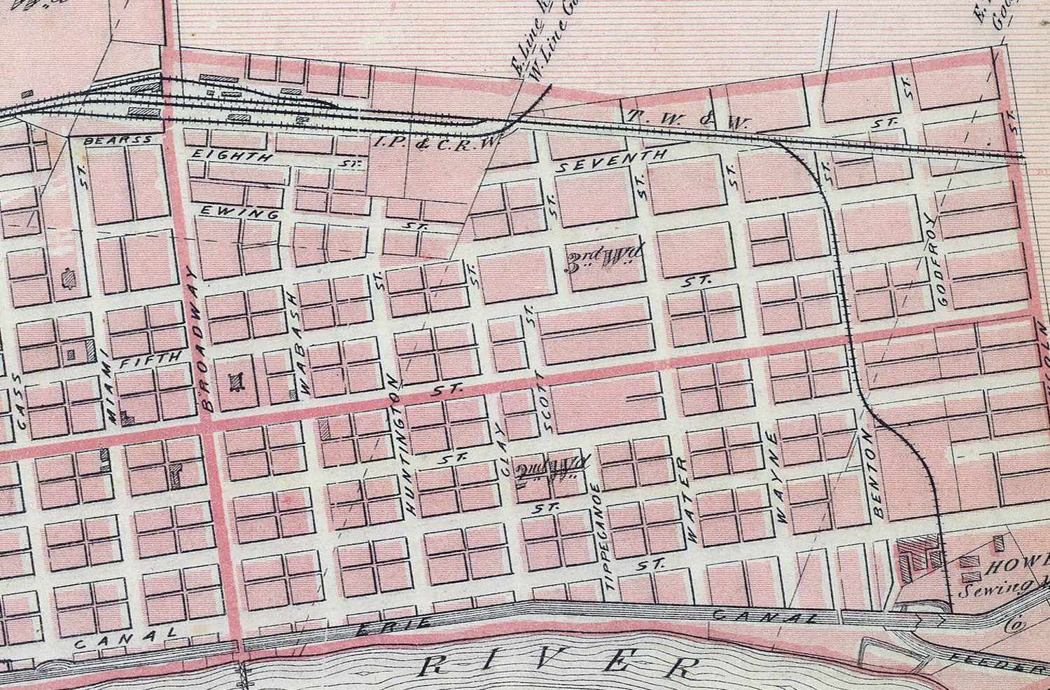 1876 Map of City of Peru Miami County Indiana