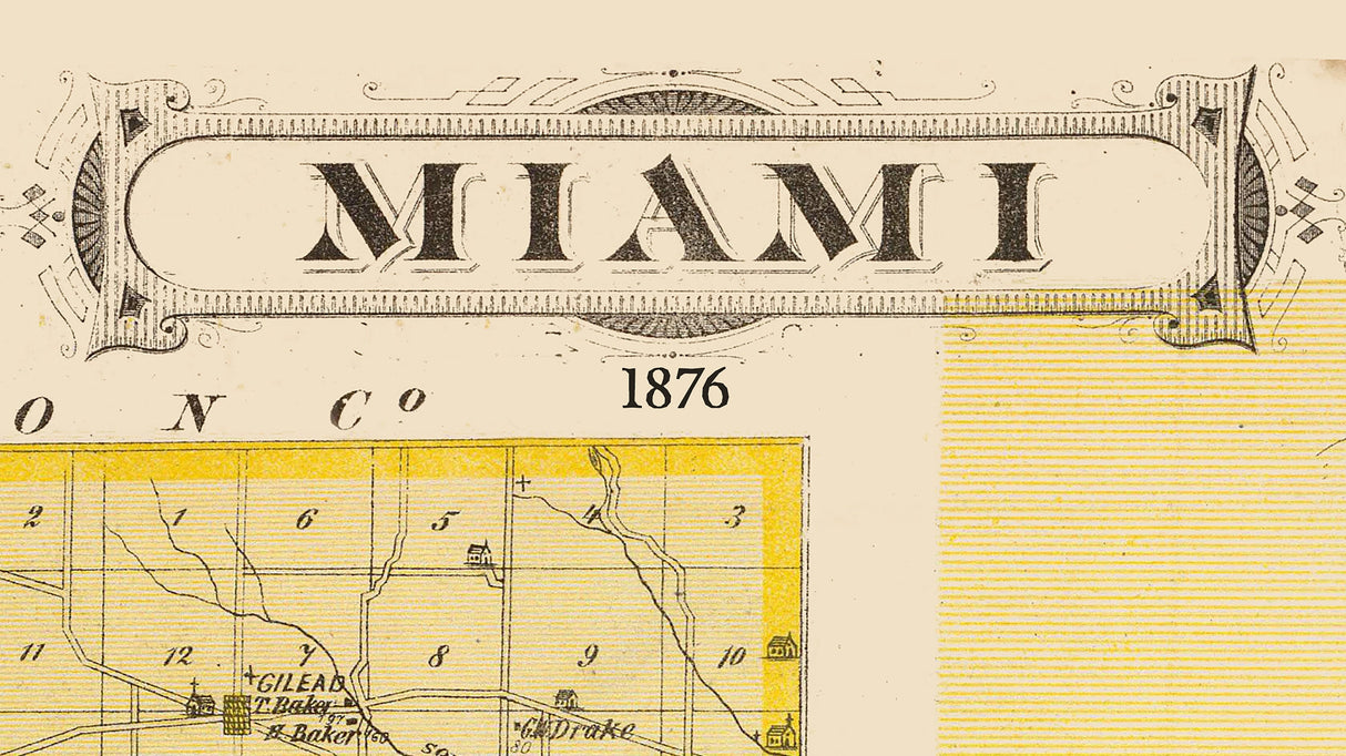 1876 Map of Miami County Indiana Xenia