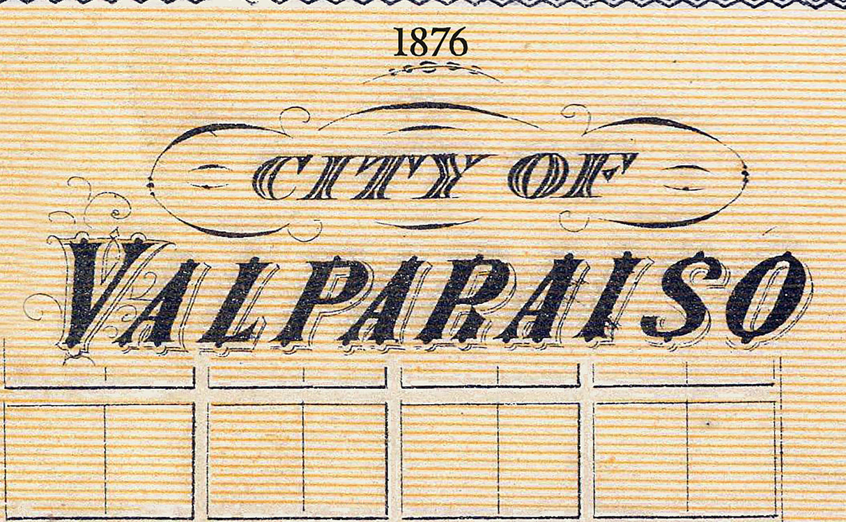 1876 Map of Valparaiso Indiana