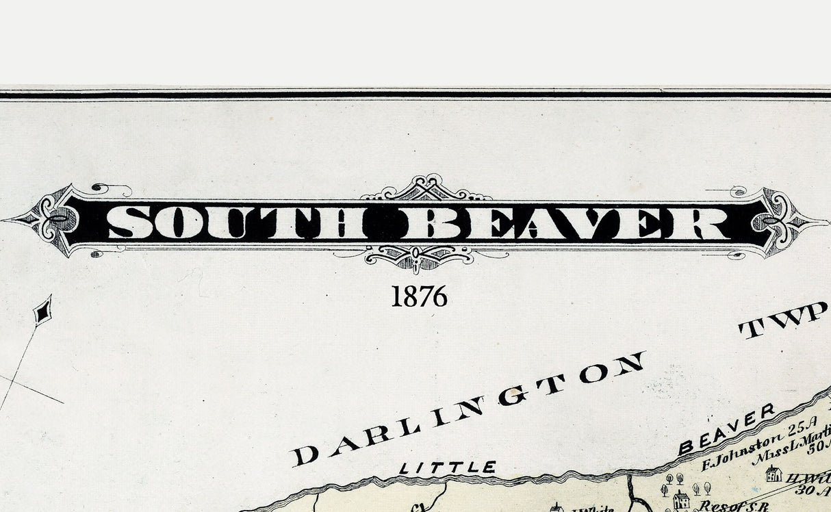 1876 Map of South Beaver Township Beaver County Pennsylvania