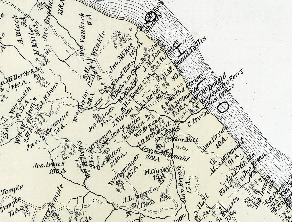 1876 Map of Hopewell Township Beaver County Pennsylvania