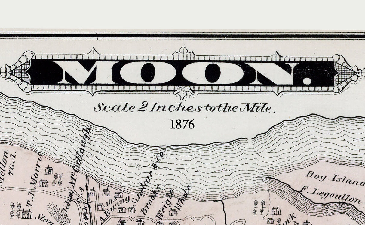 1876 Map of Moon Township Beaver County Pennsylvania