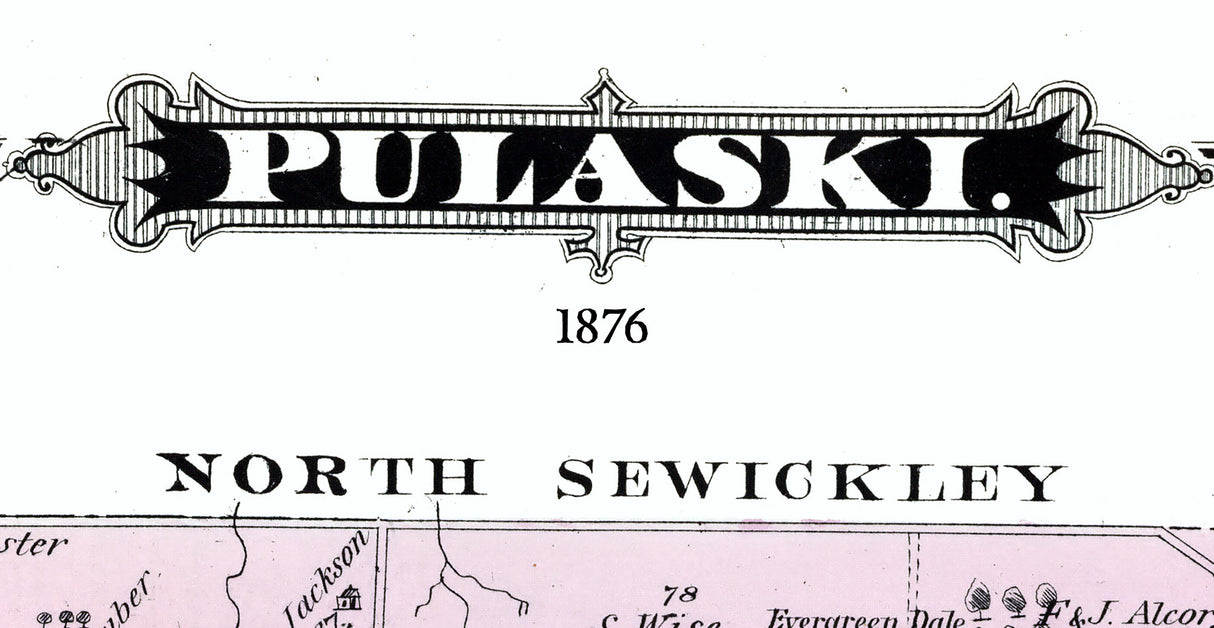 1876 Map of Pulaski Township Beaver County Pennsylvania