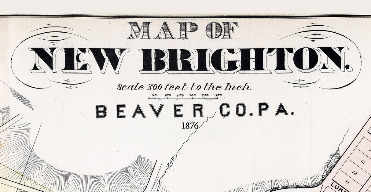 1876 Town Map of New Brighton Beaver County Pennsylvania