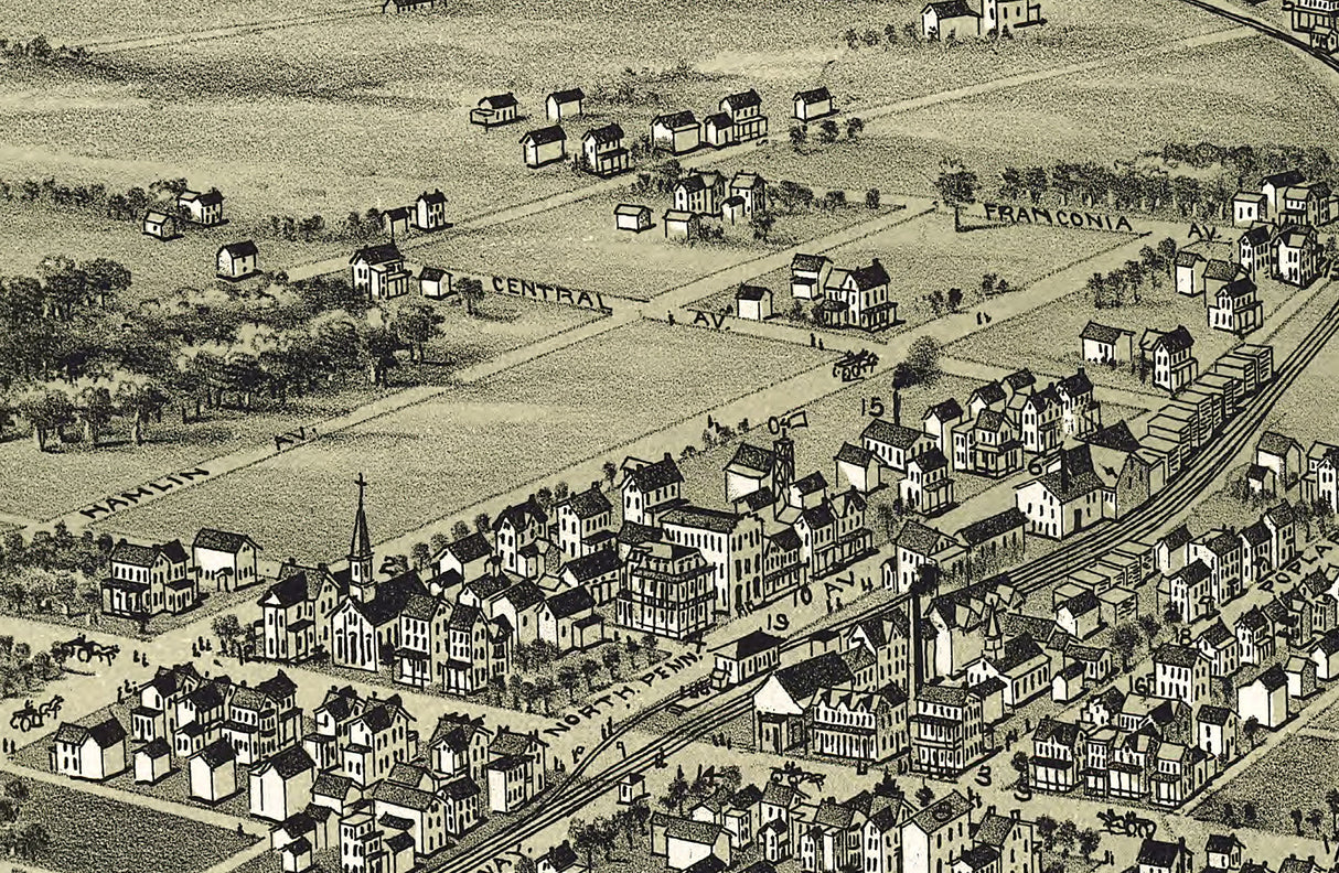 1894 Panoramic Map of Telford Montgomery County Pennsylvania