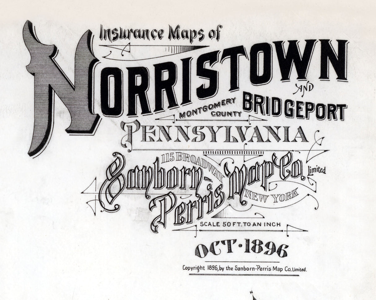 1896 Town Map of Norristown Montgomery County Pennsylvania