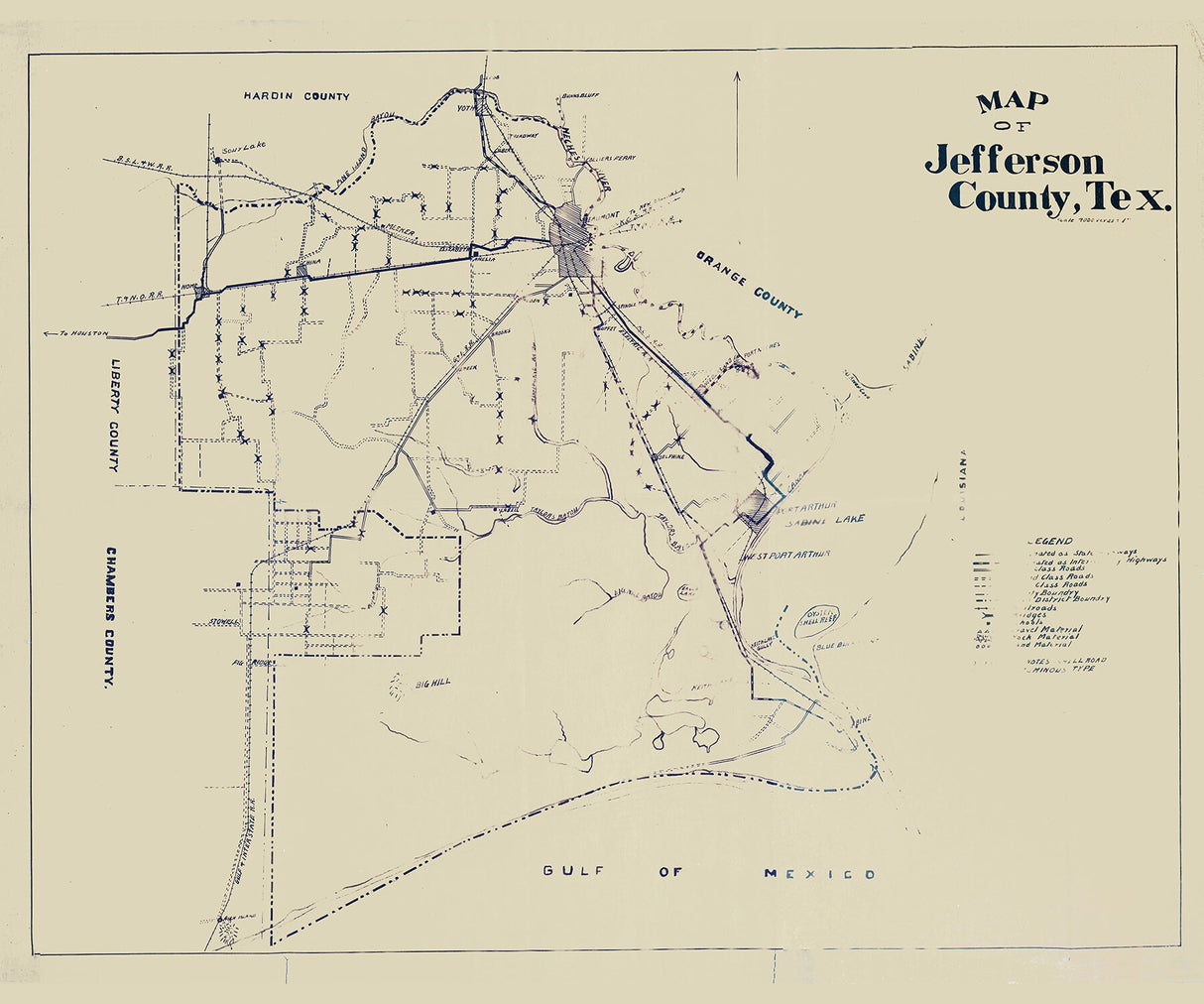 1917 Map of Jefferson County Texas