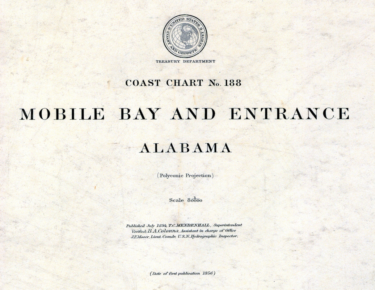 1905 Nautical Chart of Mobile Bay Alabama