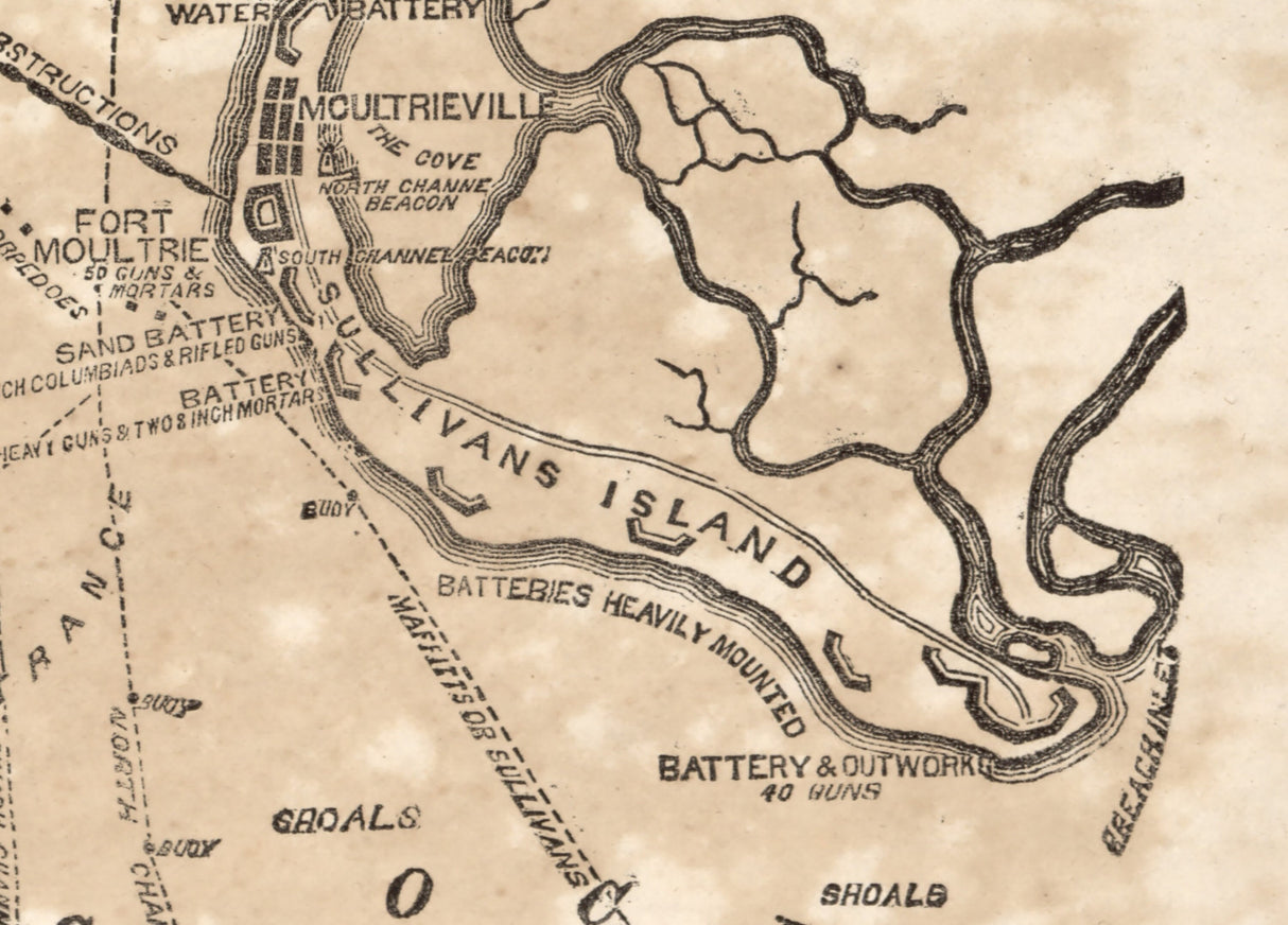 1865 Map of Charleston South Carolina and Vicinity
