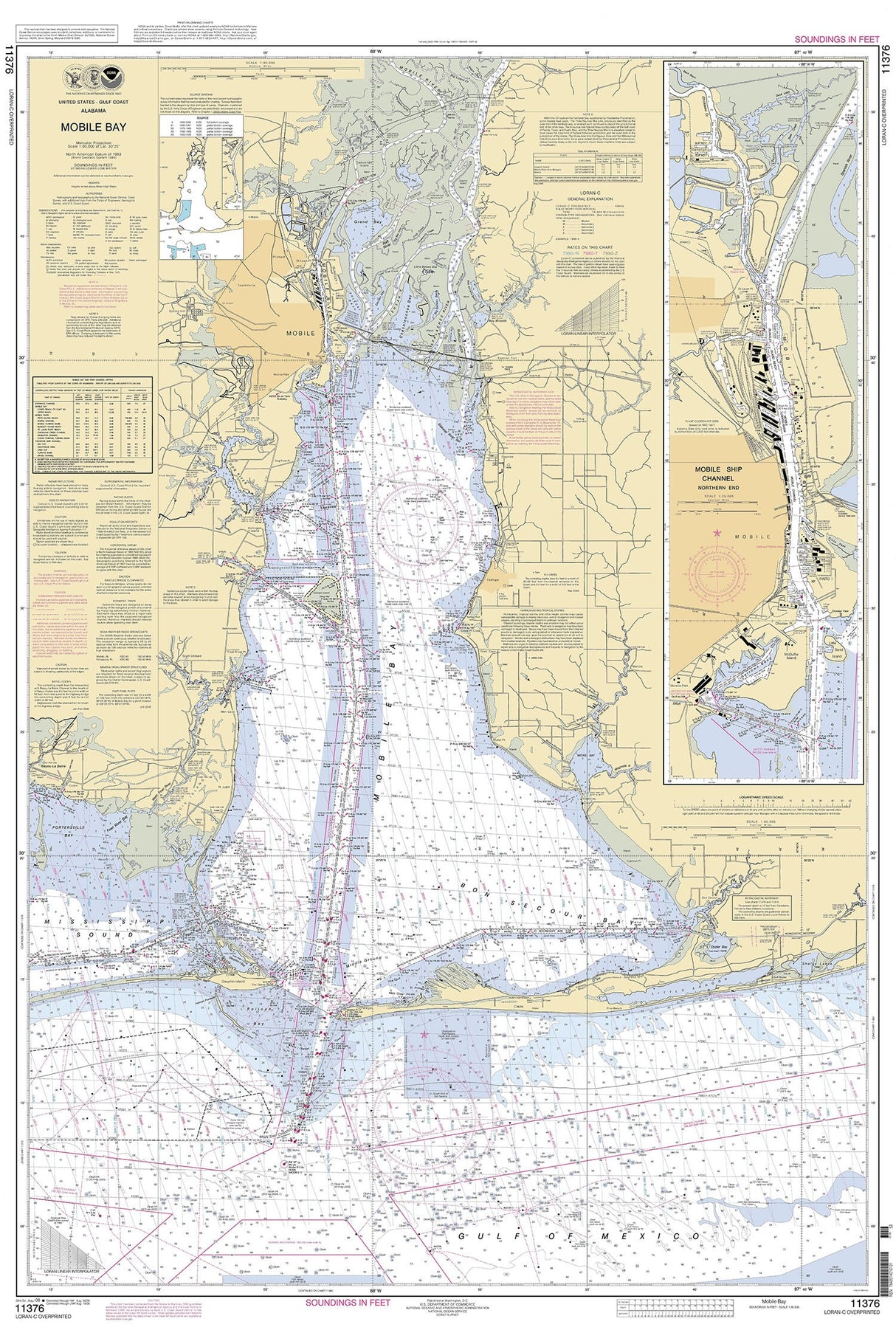 2008 Nautical Chart of Mobile Bay Alabama