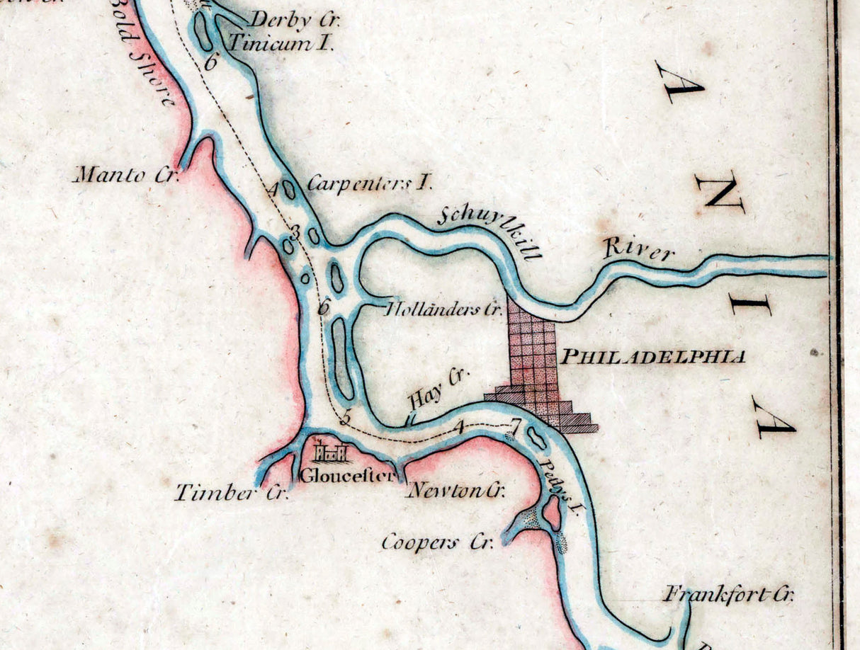 1776 Nautical Chart of Delaware Bay and River