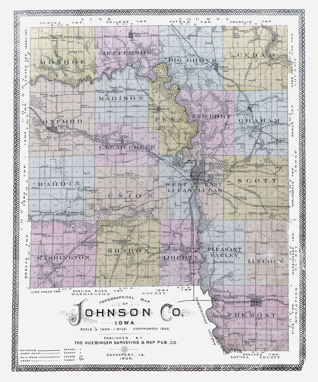 1900 Map of Johnson County Iowa