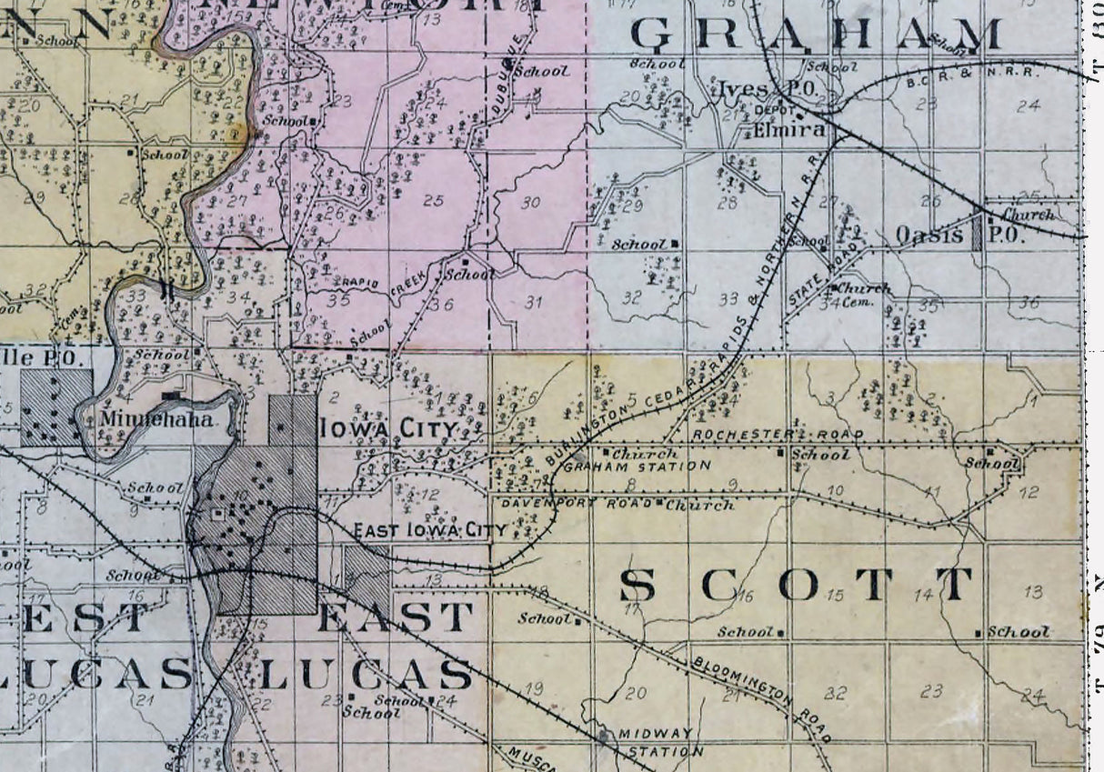 1900 Map of Johnson County Iowa