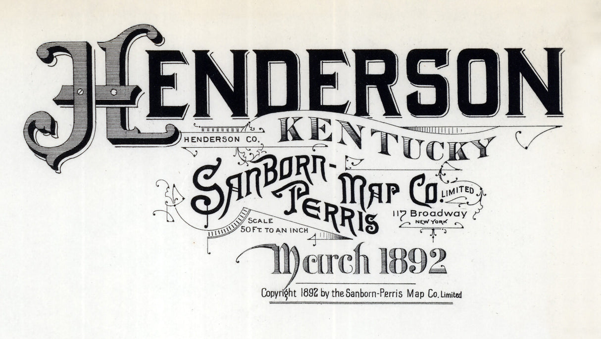1892 Town Map of Henderson Kentucky