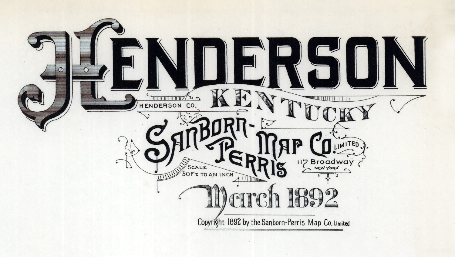 1892 Town Map of Henderson Kentucky
