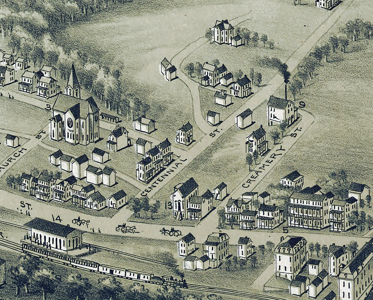 1894 Panoramic Map of Schwenksville Montgomery County Pennsylvania