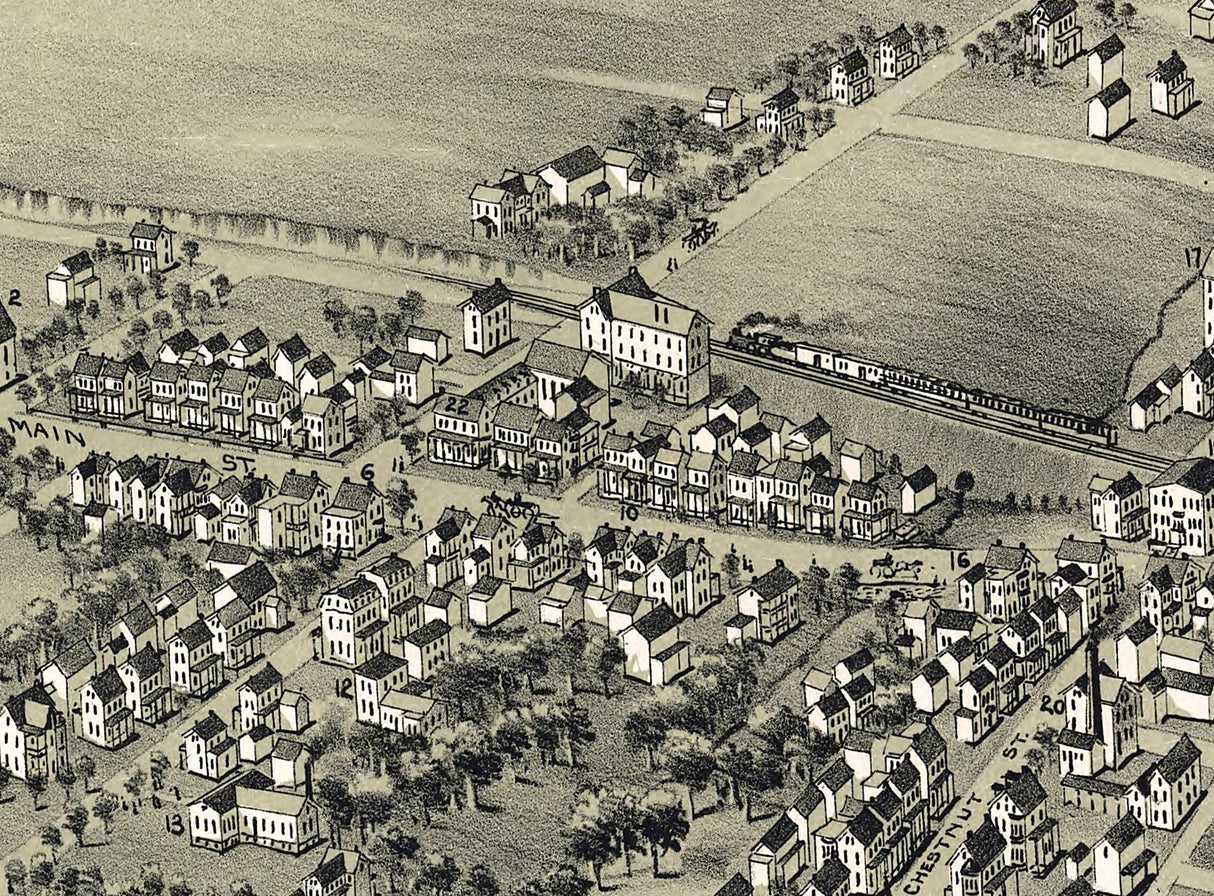 1894 Panoramic Map of Souderton Montgomery County Pennsylvania