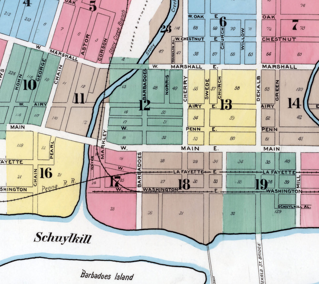 1896 Town Map of Norristown Montgomery County Pennsylvania