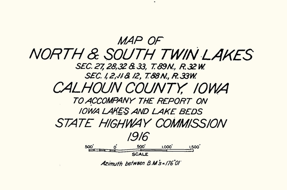 1916 Map of North & South Twin Lakes Calhoun County Iowa