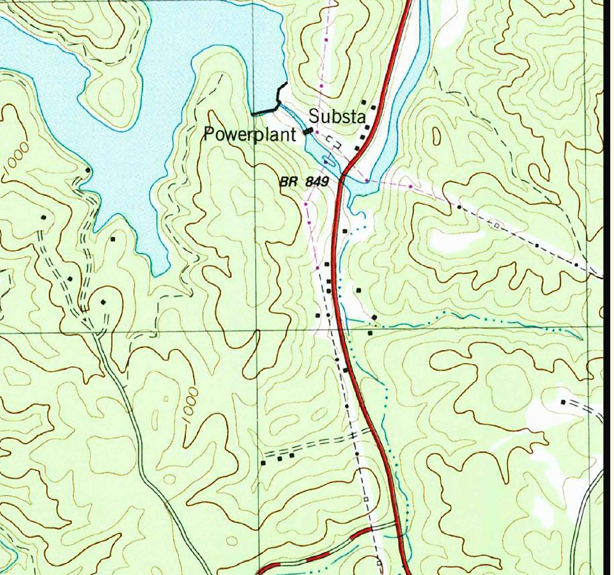 1990 Map of Lake Adger North Carolina
