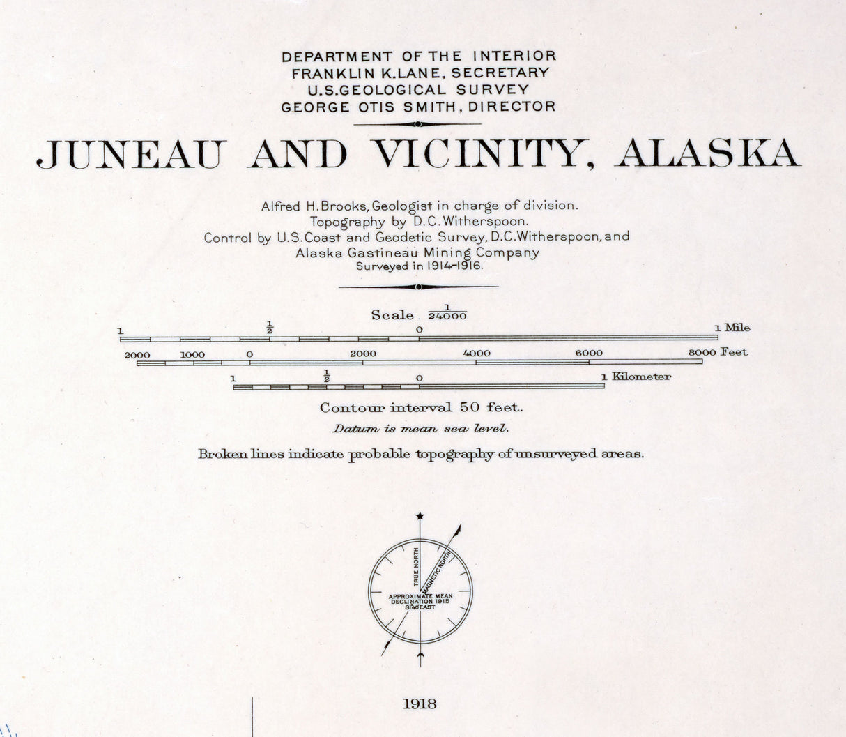 1918 Map of Juneau and Vicinity Alaska