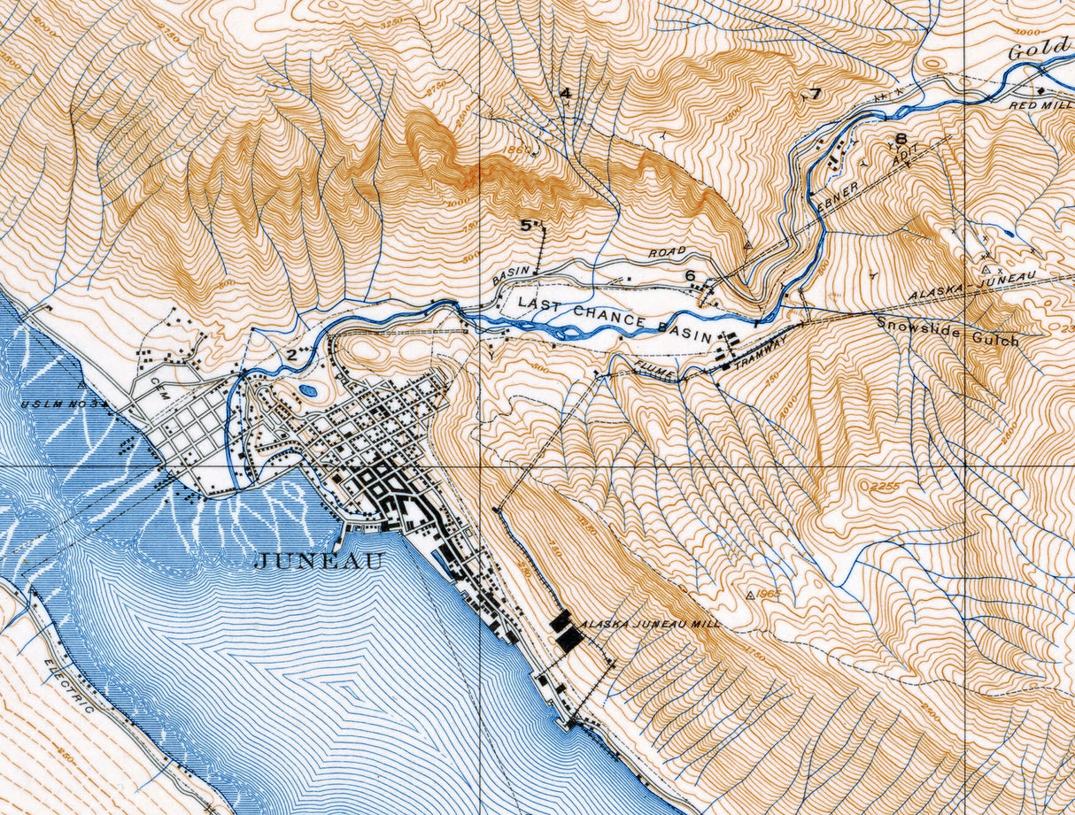 1918 Map of Juneau and Vicinity Alaska