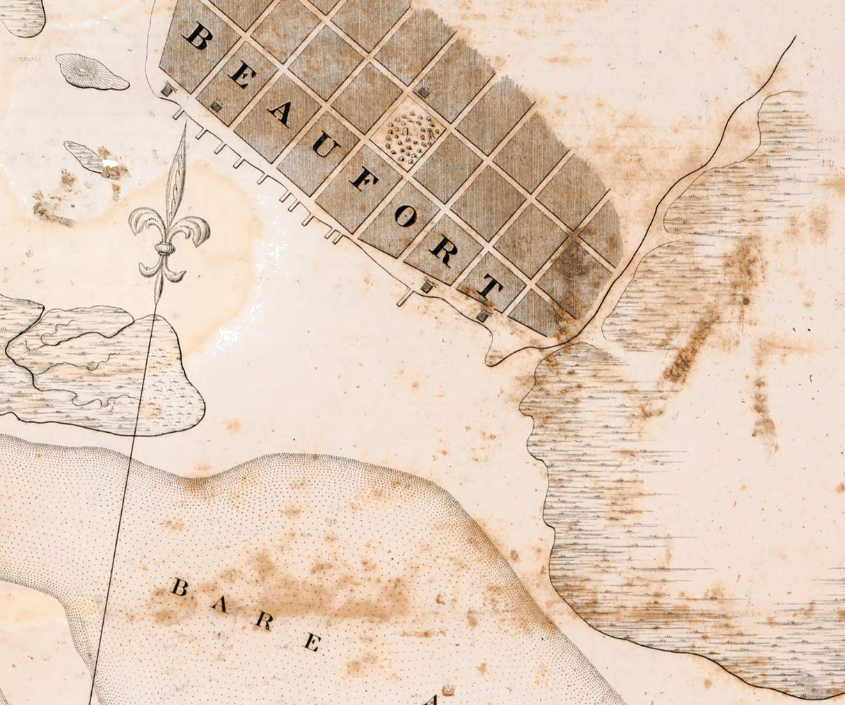 1839 Map of Beaufort Harbour North Carolina