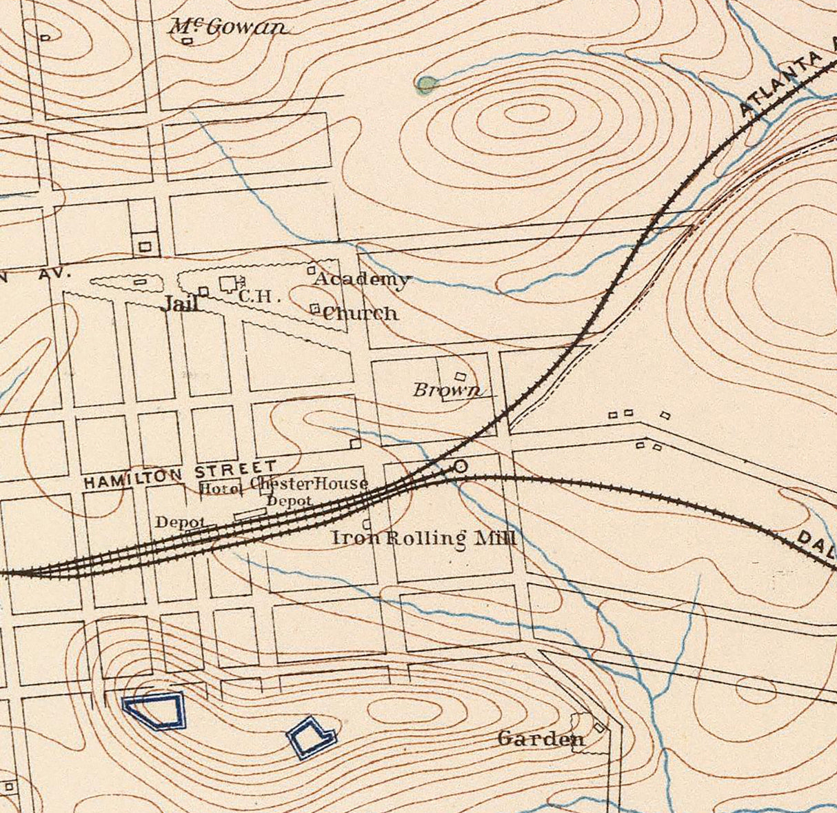 1865 Town Map of Dalton Georgia