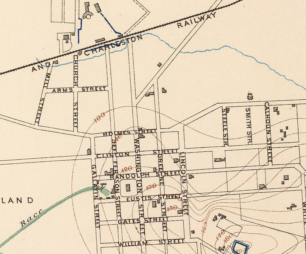 1865 Town Map of Huntsville Alabama