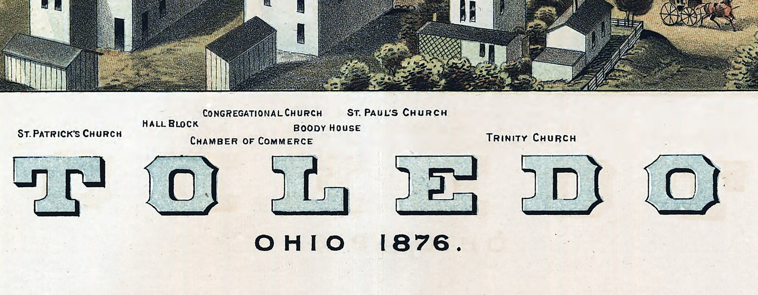 1876 Panoramic Map of Toledo Ohio