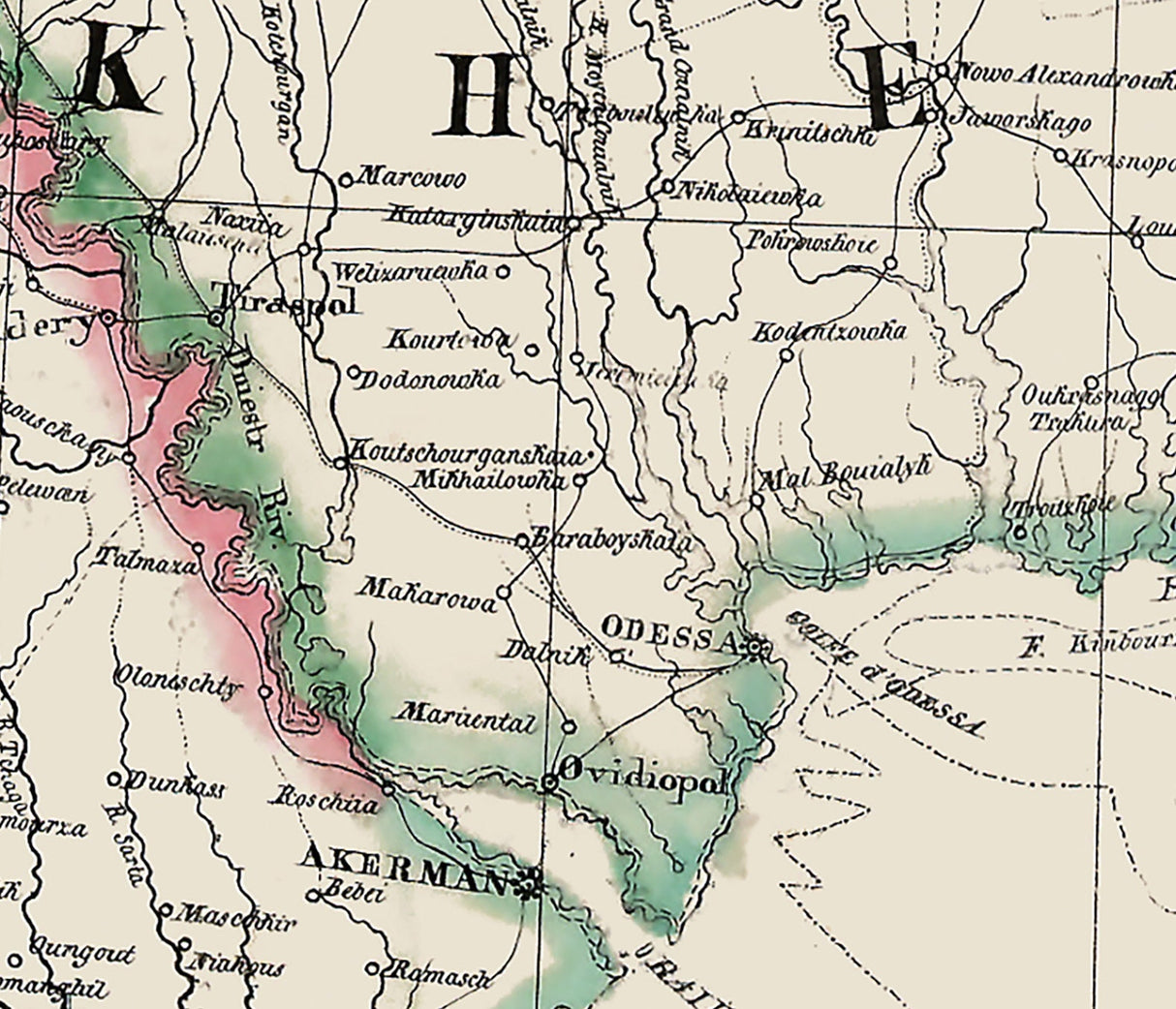 1825 Map of Odessa Ukraine Sea of Azov and Crimea Region