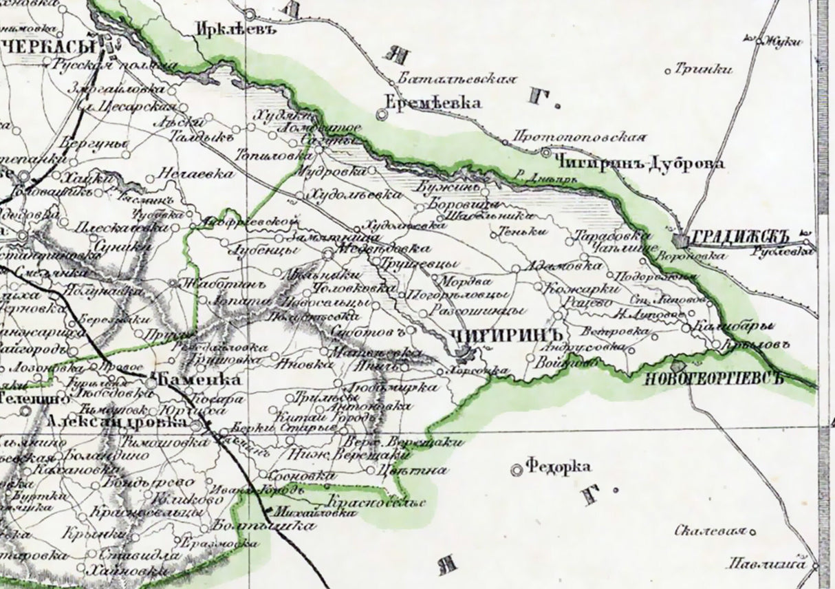 1871 Map of Kiev Region Ukraine