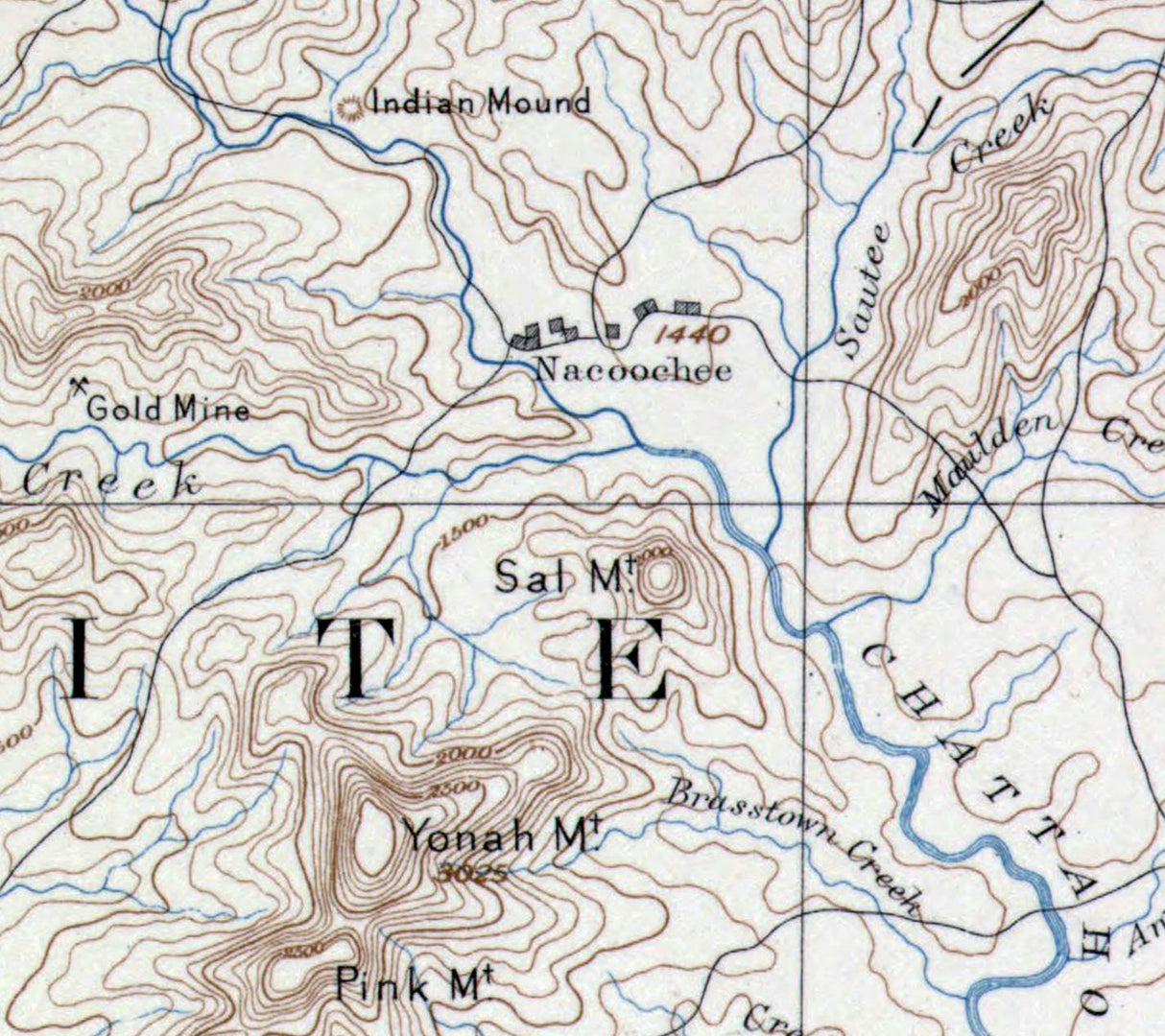 1885 Map of Dahlonega Georgia Topographic Sheet