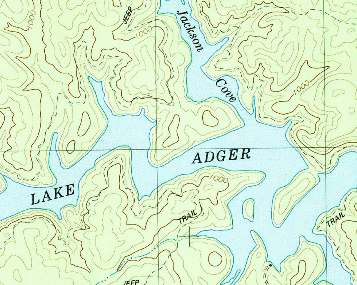 1990 Map of Lake Adger North Carolina