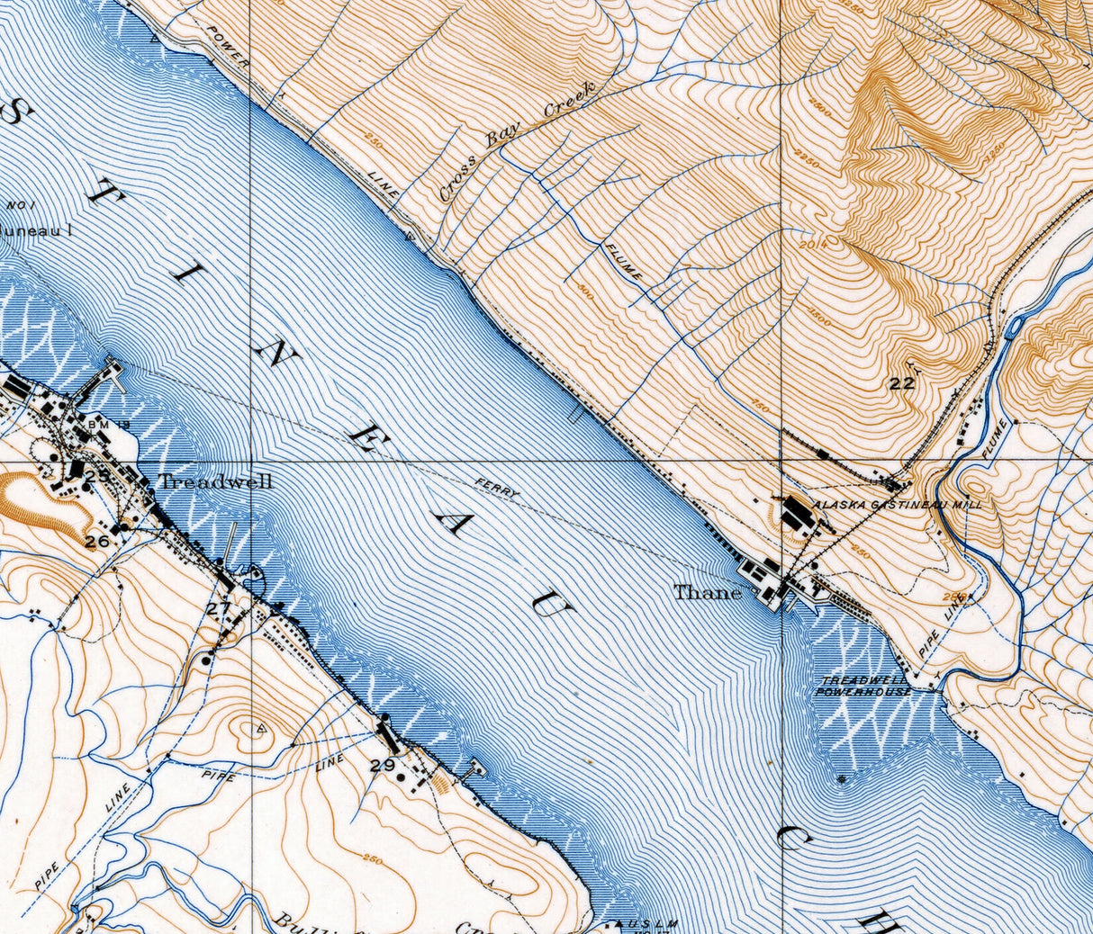1918 Map of Juneau and Vicinity Alaska