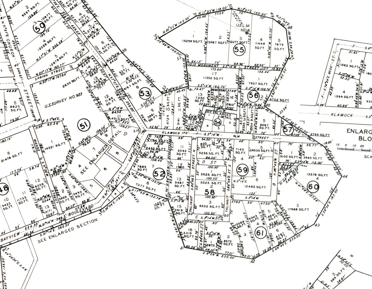 1938 Town Map of Klawock Alaska