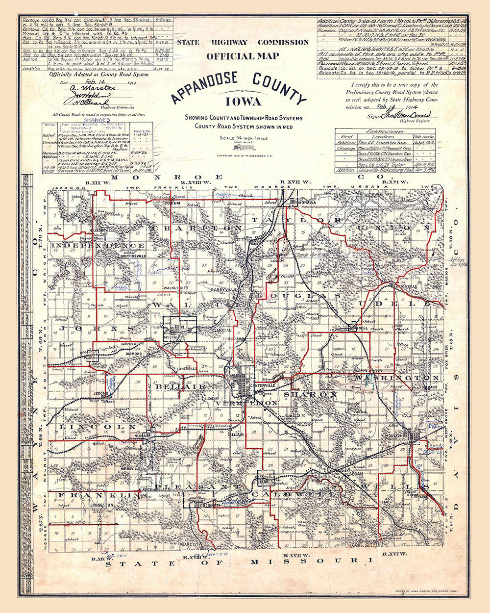 1914 Map of Appanoose County Iowa